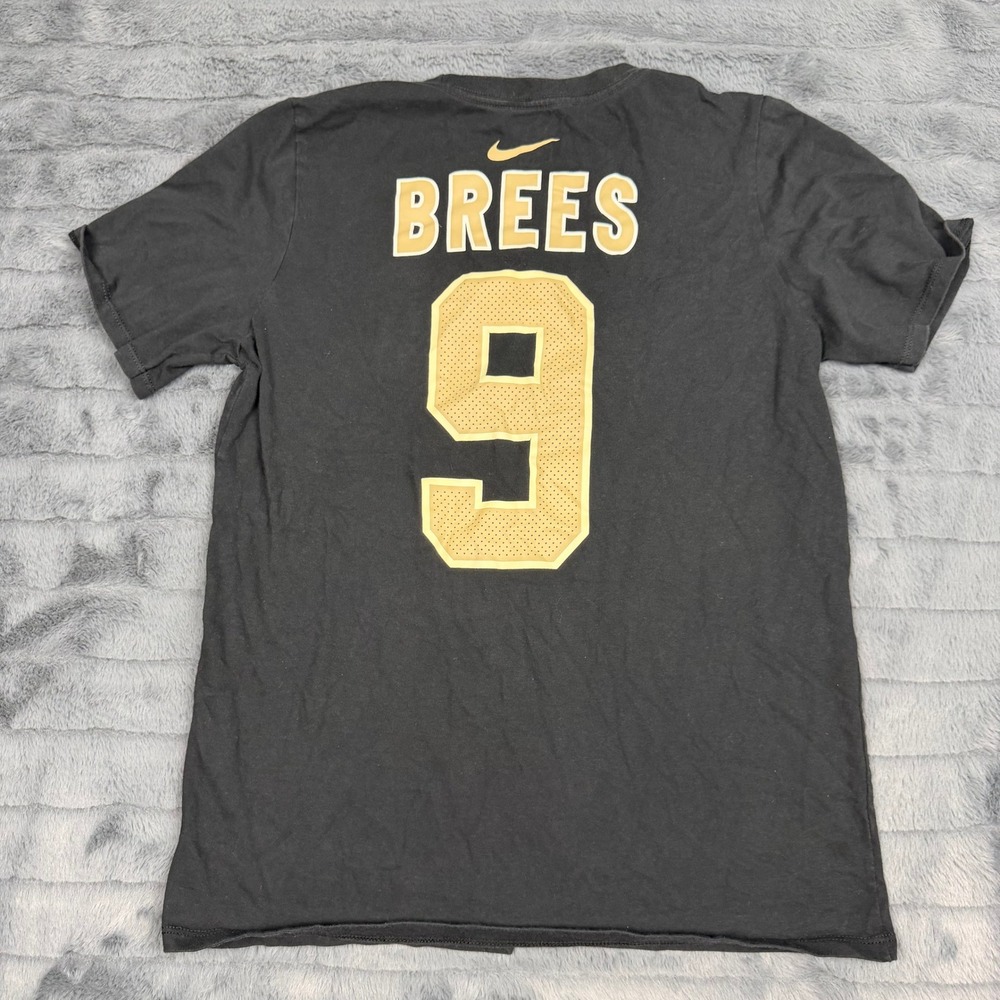 Nike Kids New Orleans Saints Drew Brees 9 Dri-FIT T-Shirt Black Gold Large 14/16